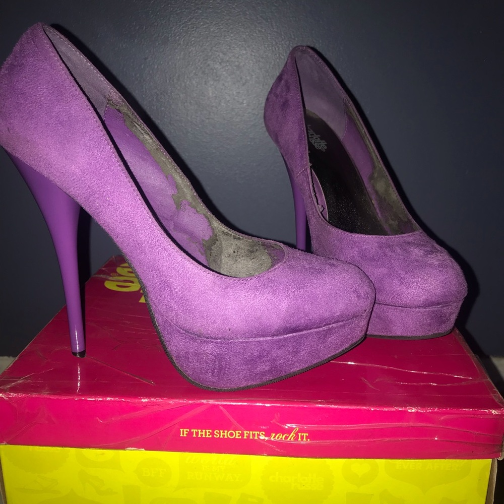 2 pair of suede platform heels.